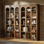 70.87-Inch 5-Tier Arched Bookcase, Mid Century Modern Tall Bookshelf with Open Shelves for Home Office