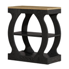 23.6 Inch Narrow End Table with 3-Tier Storage, Wooden Side Table with Curved Frame