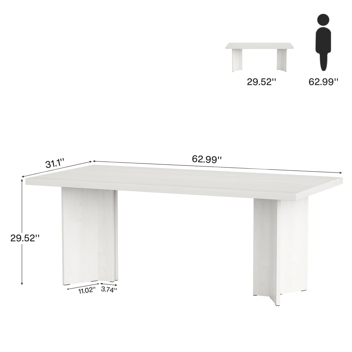 white dining table for 6#Colour_White