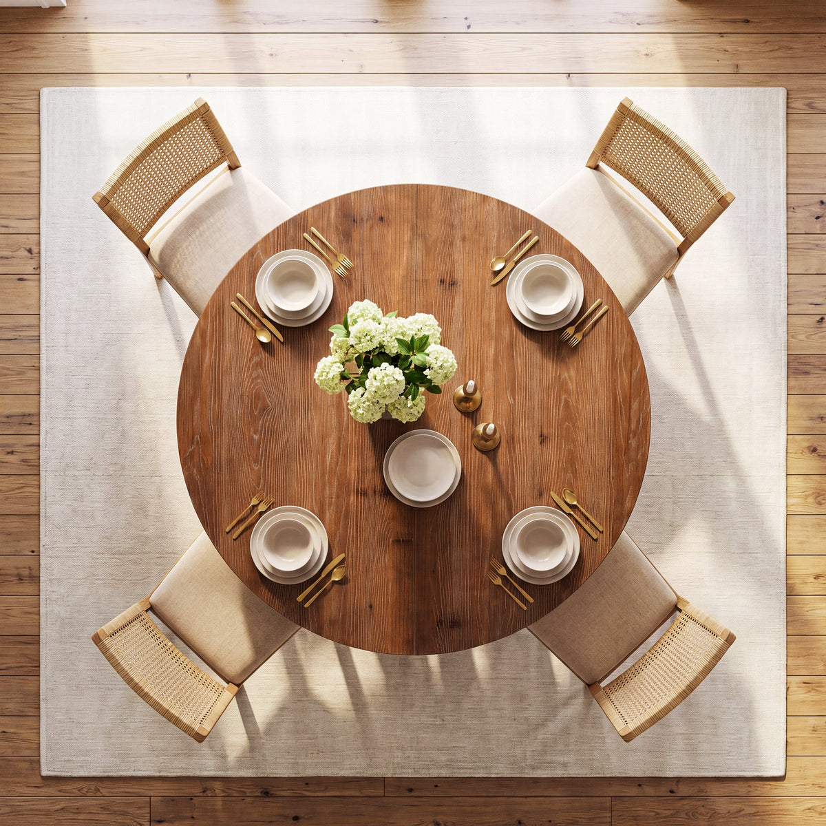 39.4 Inch Solid Wood Round Dining Table with Cross Base, Farmhouse Kitchen Table for 2-4