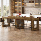59-Inch Industrial Bar Table with Metal Footrest, Counter Height Pub Table for Kitchen