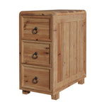 11.81 Inch Narrow Solid Wood Side Table with 3 Drawers, Slim Bedside Table for Bedroom