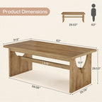 63-Inch Farmhouse Dining Table for 4 to 6 People with Heavy Duty Double Base
