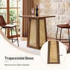 31.5-Inch Square Bar Table, Counter Height Pub Table with Rattan Pedestal Base for Home Bar Kitchen and Small Spaces