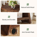 47-Inch 2-Tier Wooden Storage Bench, Open Shelving Hallway Seat with Solid Fir Frame for Living Room