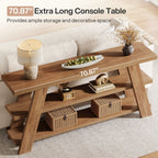 70.9" Farmhouse Console Table, 3-Tier Narrow Sofa Table with Storage