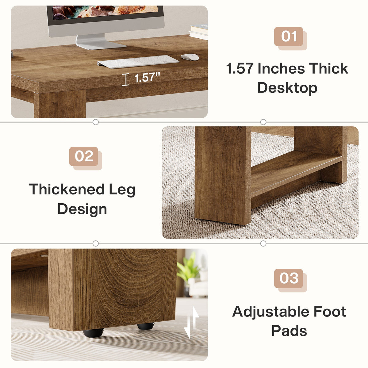 86.6-Inch Dining Table for 6 with Reinforced Base, Long Farmhouse Table for Kitchen