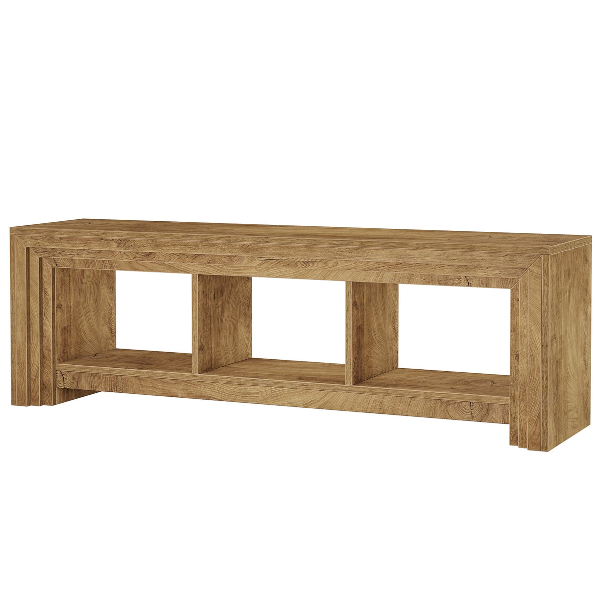 63-Inch Farmhouse TV Stand, Oak Media Console with Open Storage for Living Room