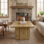 47.2-Inch Coffee Table with Fluted Pedestal Base, Farmhouse Center Table for Living Room