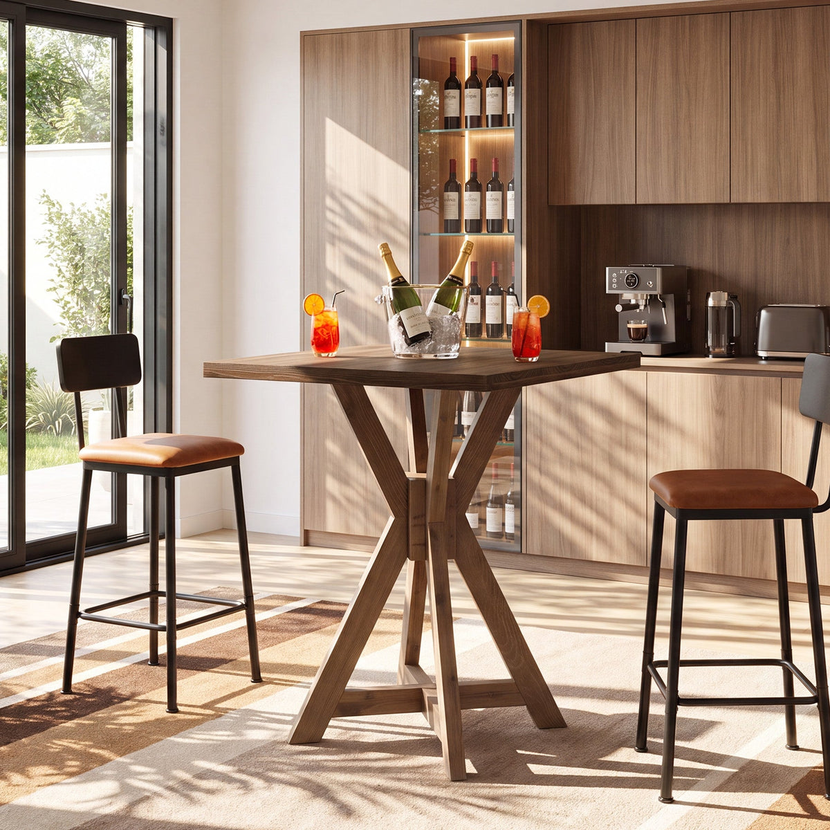 31.5-Inch Solid Wood Dining Table with X-Frame, Farmhouse Kitchen Table for 2-4