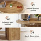 31.5-Inch Round Conference Table with Fluted Pedestal Base, Small Office Meeting Table for Conference Room Study and Home Office