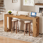 63-Inch Farmhouse Console Table with Reinforced Base, Solid Wood Sofa Table for Entryway Study and Living Room