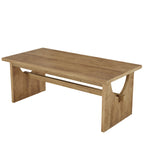 63-Inch Farmhouse Dining Table for 4 to 6 People with Heavy Duty Double Base