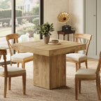 39" Square Farmhouse Dining Table, Solid Wood Kitchen Table with Pedestal Base for 4