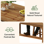63-Inch Solid Wood 4-6 Seater Dining Table with Thick Top, Rectangular Farmhouse Table