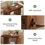 23.62 Inch Solid Wood Side Table with 2-Tier Storage, Farmhouse End Table for Bedroom