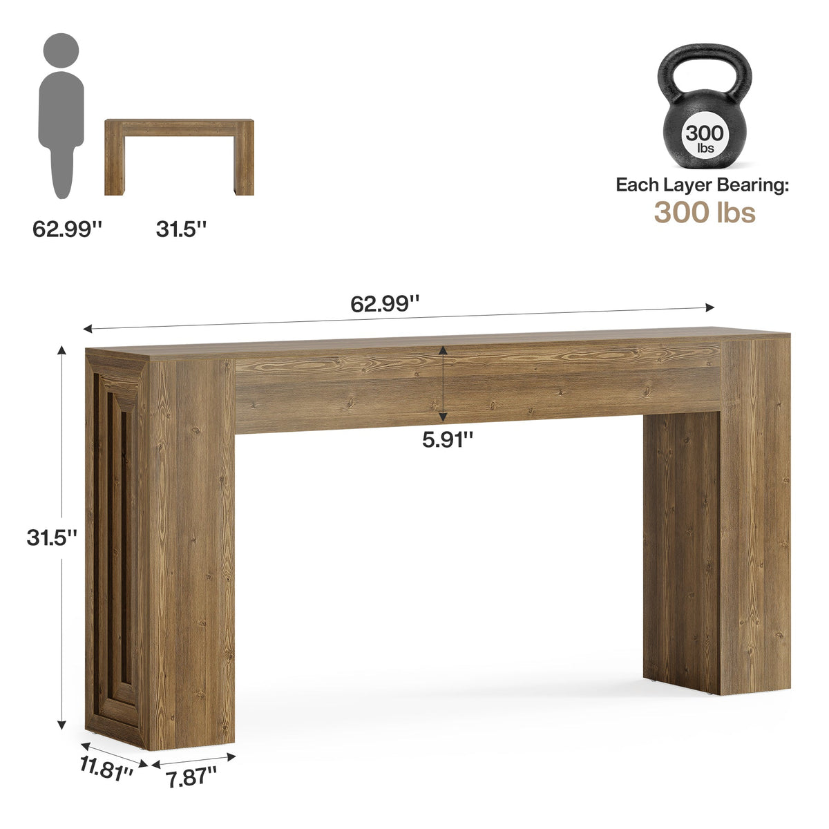 63-inch farmhouse console table