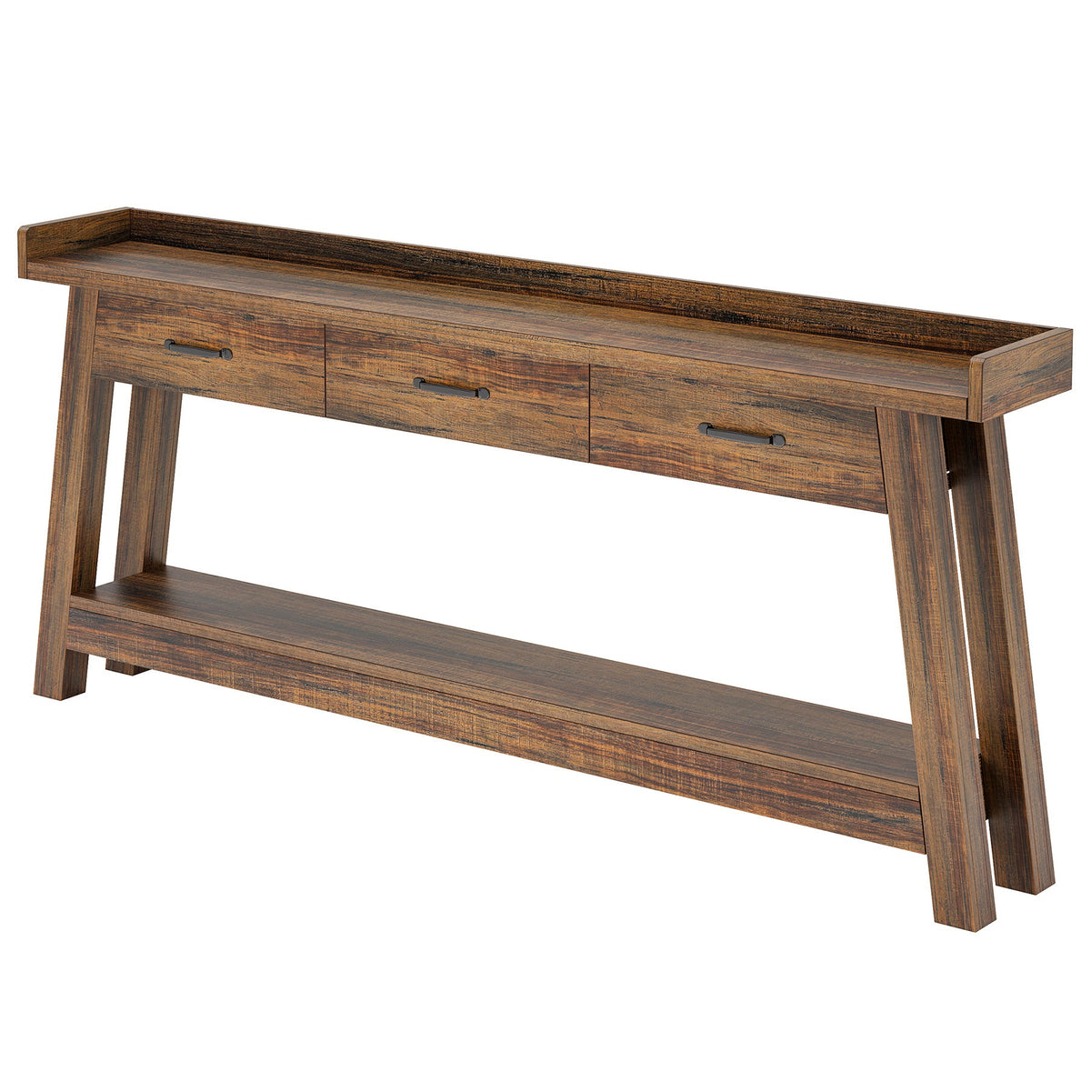 70.9 Inch Extra Long Console Table with 3 Drawers, 2-Tier Sofa Table for Living Room