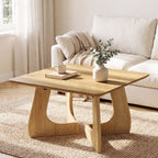 31.5 Inch Square Coffee Table with Interlocking Legs, Mid-Century Table for Living Room