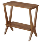 23.62-Inch Narrow End Table, 2-Tier Solid Wood Side Table with Storage Shelves for Living Room