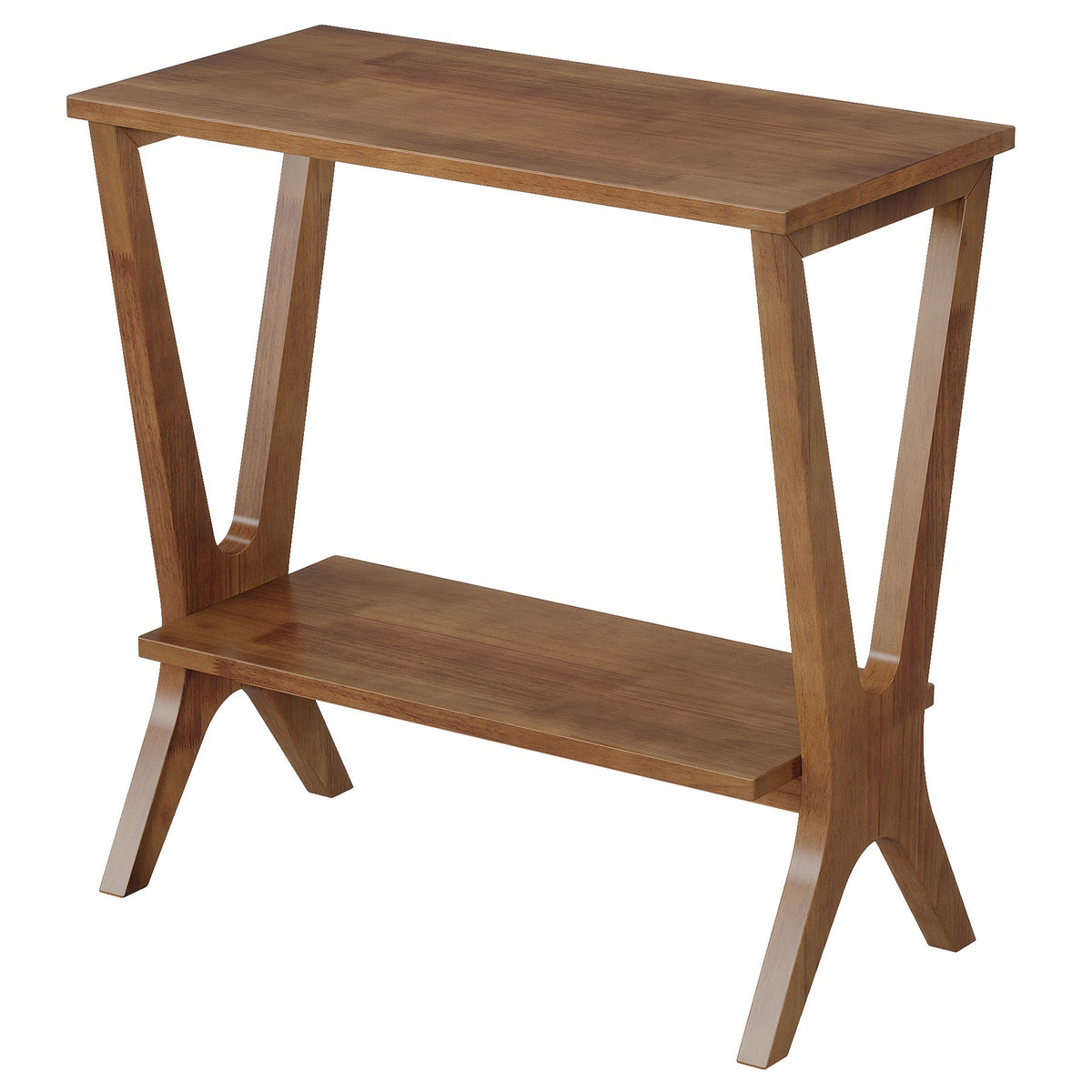 23.62-Inch Narrow End Table, 2-Tier Solid Wood Side Table with Storage Shelves for Living Room