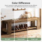 55.12 Inch Solid Wood Entryway Bench with Storage Shelf, Rustic Shoe Bench for Hallway