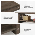 63-Inch Solid Wood Farmhouse Bench with 2-Tier Open Shoe Storage