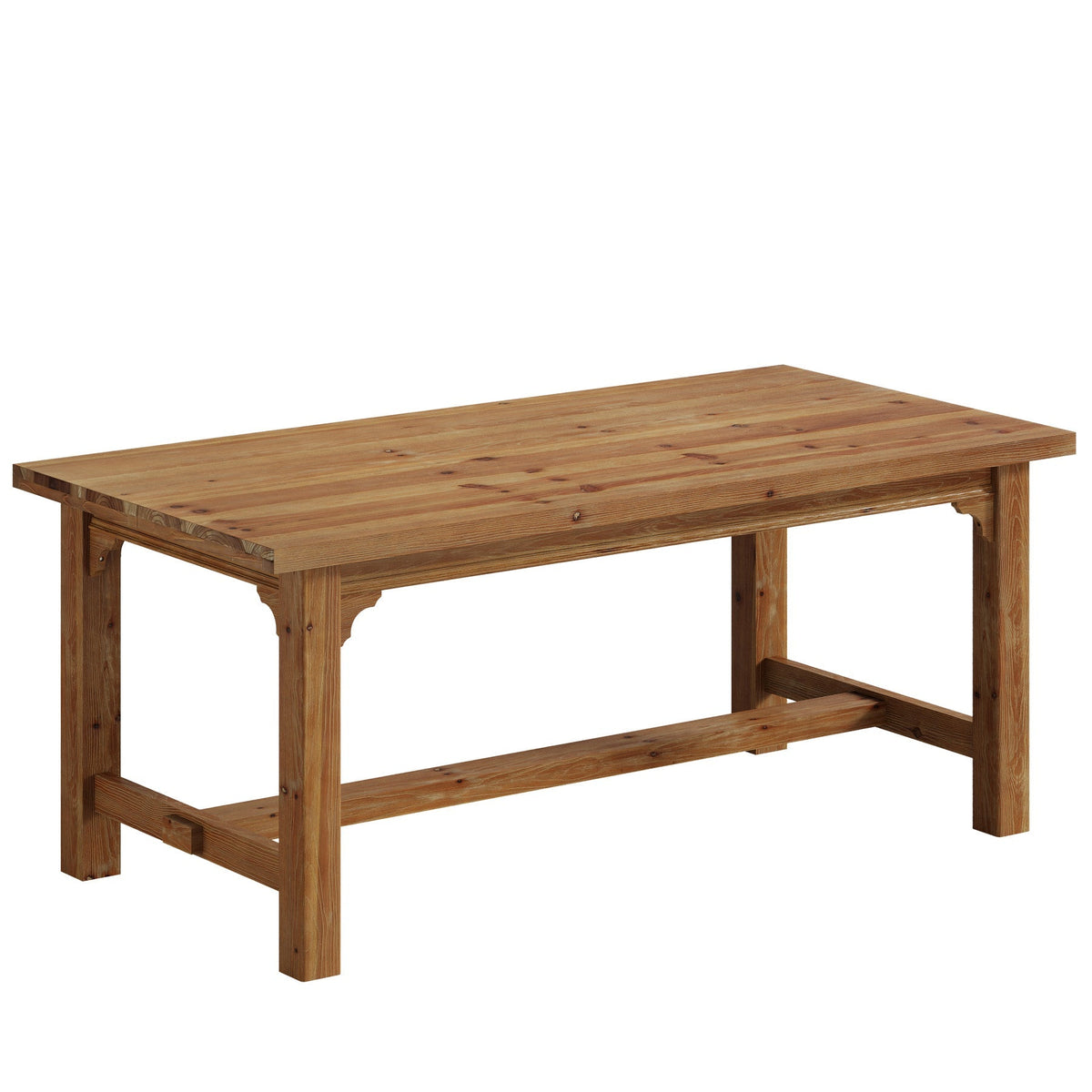 63-Inch Solid Wood 4-6 Seater Dining Table with Thick Top, Rectangular Farmhouse Table