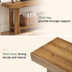 Solid Wood TV Stand for TVs up to 70 Inch, Farmhouse Media Console with Slatted Shelf