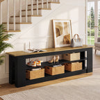 71-Inch Extra Long Shoe Storage Bench with 3-Tier Shelving, Farmhouse Entryway Seating