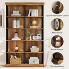 75-Inch Tall Double Wide Bookcase, 6-Tier Industrial Bookshelf with X-Pattern Frame