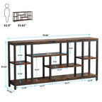 70.9-Inch Extra Long Console Table with 3-Tier Storage Shelves, Industrial Narrow Sofa Table for Entryway