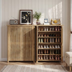 43.31 Inch 6-Tier Shoe Cabinet with Louvered Doors, Farmhouse Shoe Storage Cabinet for Entryway and Hallway