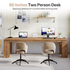86.61-Inch Two-Person Computer Desk, Extra Long Wood Workstation Table for Home Office Study Room