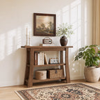 41.3 Inch Solid Wood Console Table with 3-Tier Storage, Farmhouse Hallway Table