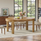55-Inch Farmhouse Oval Dining Table, Solid Wood Kitchen Table for 4 in Small Spaces
