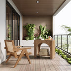 27.6 Inch Farmhouse Side Table with Storage, Large Wooden End Table with Cabinet Shelf for Living Room