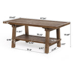 47 Inch Solid Wood Coffee Table, Rustic Farmhouse Rectangle Center Table