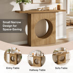 41.3-Inch Farmhouse Console Table, Narrow Entryway Table with Round Hole Design