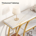 41.3-Inch Modern Console Table with 5-Tier Storage, Narrow Faux Marble Entryway Table for Living Room and Hallway