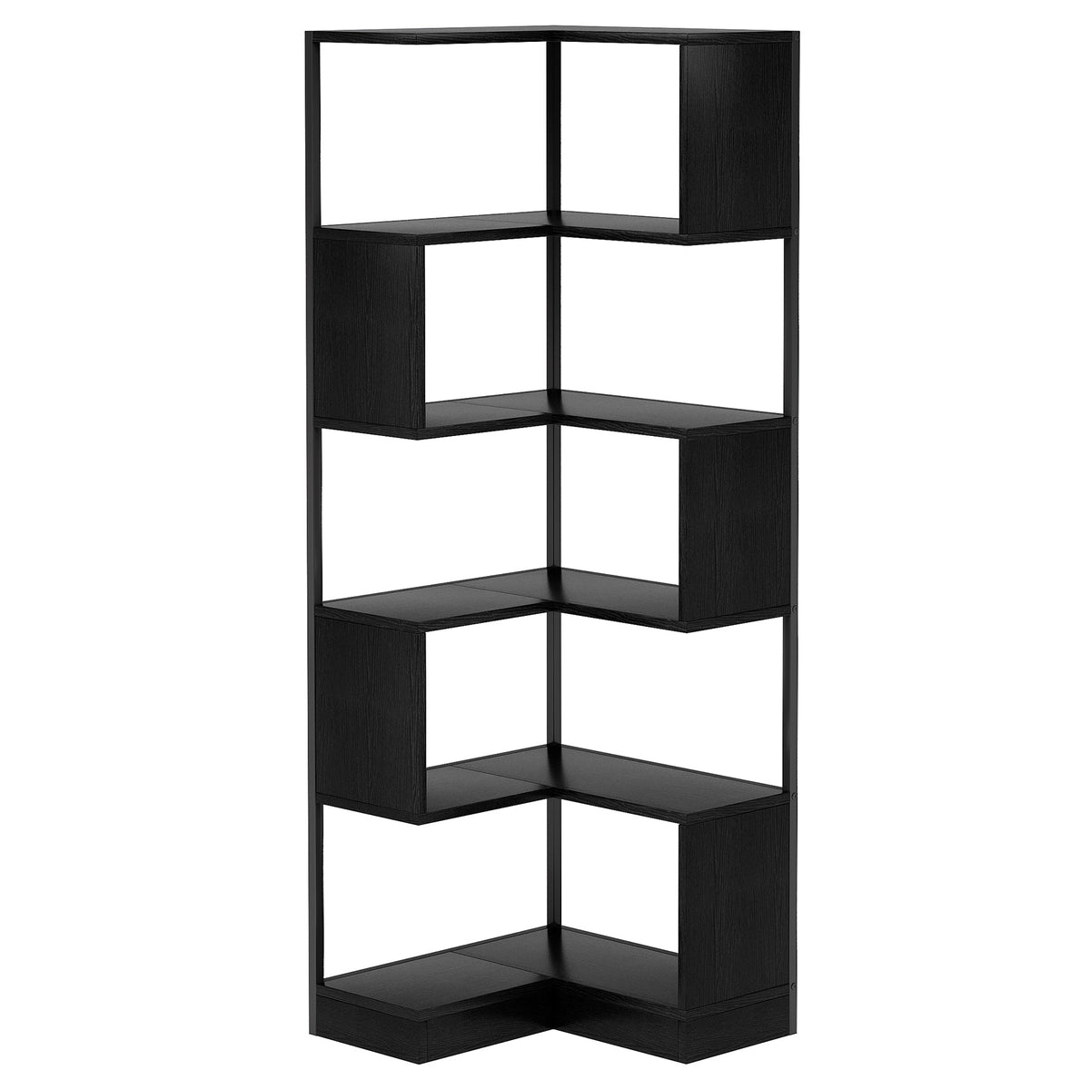 6-Tier Corner Bookshelf Unit，Metal Frame for Living Room Home Office