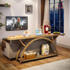 70.87-Inch Rustic Console Table with Storage Shelf, Narrow Sofa Table for Entryway and Hallway