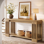 70.9-Inch Farmhouse Console Table with Vertical Stripe Legs, 2-Tier Sofa Table for Living Room