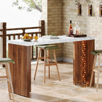 55.12-Inch Bar Table with Faux Marble Top, Counter Height Pub Table for Kitchen