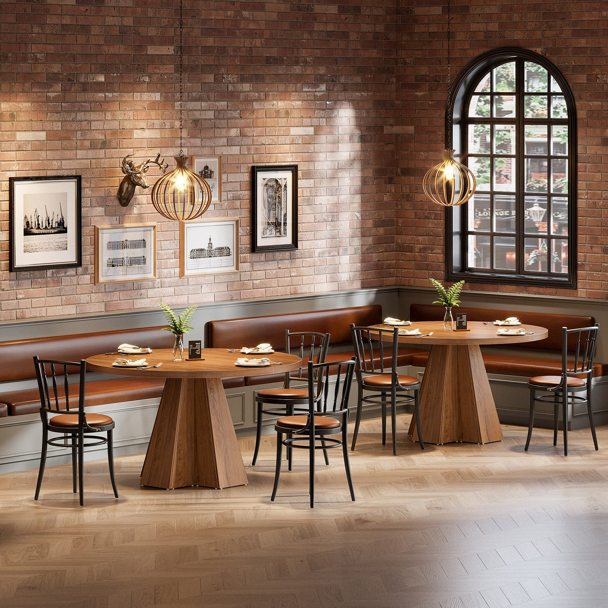 47-Inch Round Dining Table, Sturdy Base with Thickened Top for Kitchen and Dining Room