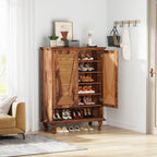 Rattan Shoe Cabinet, 5-Tier Hidden Shoe Storage for Entryway