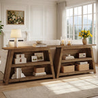 47.24-Inch Solid Wood Console Table, Farmhouse Entryway Table with 3-Tier Shelves