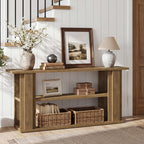 63-Inch Farmhouse Console Table with 3-Tier Storage Shelves and Wide Panel Supports, Narrow Sofa Table for Living Room Hallway and Foyer