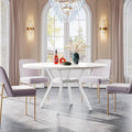 47 Inch Round Dining Table, Modern White Kitchen Table for 6-8 People with Metal Legs for Dining Room