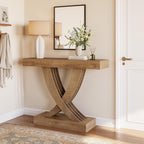 43.3-Inch Narrow Console Table with X-Frame Base, Farmhouse Hallway Table in Brown